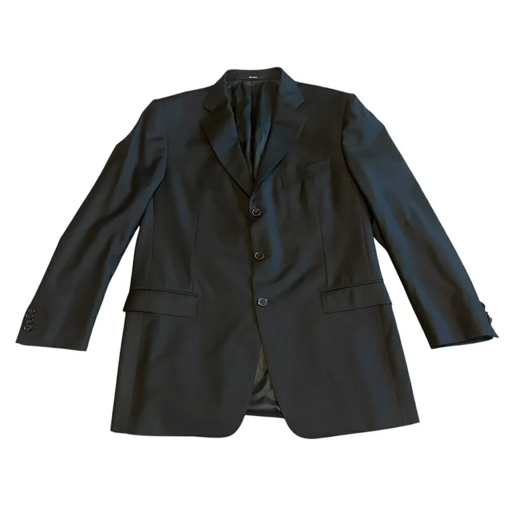 Ermenegildo Zegna Black Button-Down Blazer Jacket Sport Coat Classic Size 44R